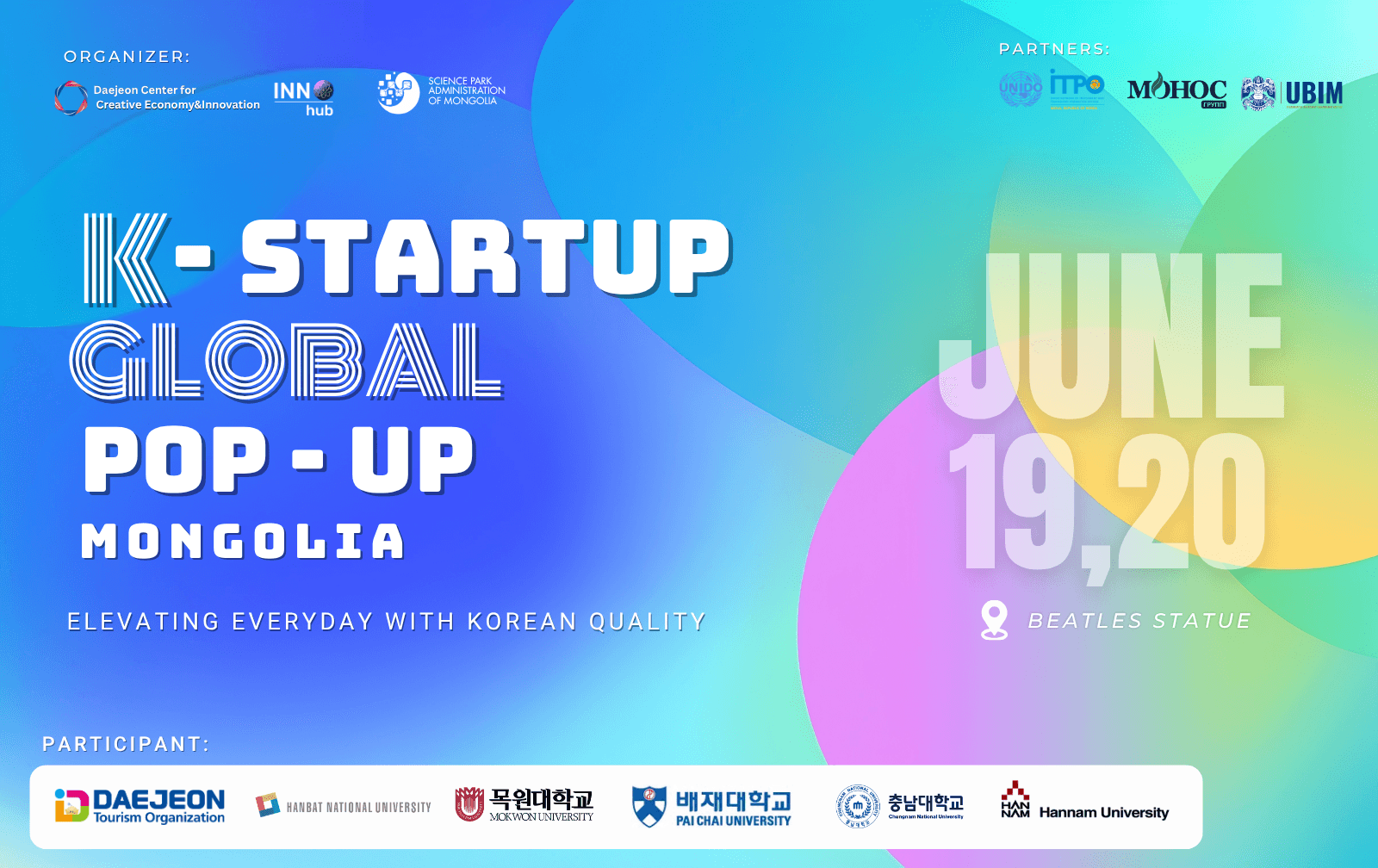 INNO Hub, Daejeon Center for Creative Economy & Innovation (DCCEI) хамтран зохион байгуулсан K-Startup Global Pop-Up Mongolia 2026 арга хэмжээ 2026 оны 6-р сарын 18-20-нд амжилттай боллоо.